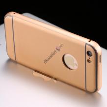 Луксозен алуминиев бъмпер с твърд гръб Magic Skin за Apple iPhone 5 / iPhone 5S - златен