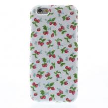 Силиконов калъф / гръб / TPU за Apple iPhone 6 4.7" - бял / ягоди