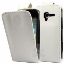 Кожен калъф Flip тефтер за Samsung Galaxy Ace II 2 i8160 -бял