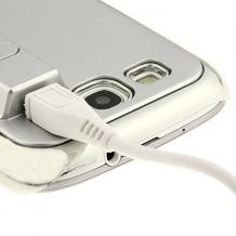 Твърд гръб / капак / за Samsung Galaxy S3 i9300 / Samsung SIII i9300 / Samsung S3 Neo i9301 - запалка + mini USB кабел / сребрист