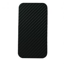 Кожен калъф Carbon Fiber тип Filp за Iphone 4 /  Iphone 4S  - Черен