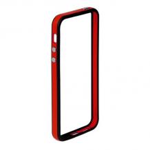 Силиконова обвивка за Apple iPhone 5 - Bumper черно и червено