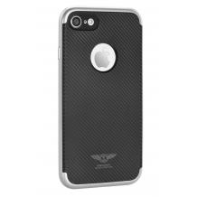 Луксозен твърд гръб за Apple iPhone 7 / iPhone 8 - черен / сребрист кант / Carbon