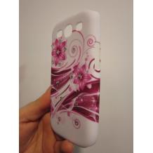 Заден предпазен капак / твърд гръб / за Samsung Galaxy S3 S III SIII i9300 - бял с цветя и камъни