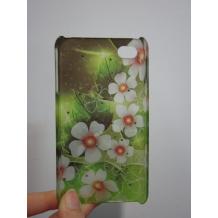 Заден предпазен капак за Apple Iphone 4 / 4S - зелен с цветя и камъни