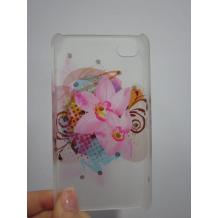 Заден предпазен капак за Apple Iphone 4 / 4S - бял прозрачен с цветя и камъни