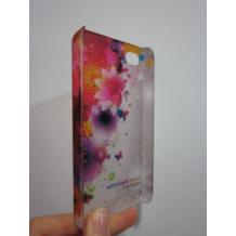 Заден предпазен капак за Apple Iphone 4 / 4S - бял прозрачен с цветя и камъни