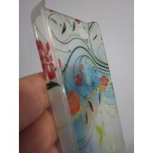 Заден предпазен капак за Apple Iphone 4 / 4S - син прозрачен с цветя и камъни