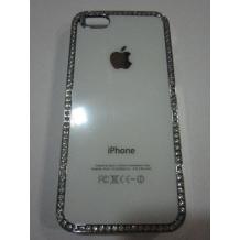 Луксозен заден предпазен твърд гръб Apple iPhone 5 - бял с камъни