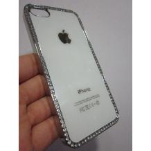 Луксозен заден предпазен твърд гръб Apple iPhone 5 - бял с камъни