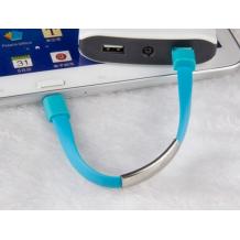 USB кабел за зареждане и пренос на данни / USB Data Charging Line за Apple iPhone 5 / iPhone 5S / iPhone 5C / iPhone 6 - син / тип гривна
