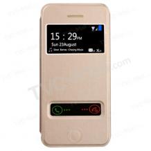 Луксозен кожен калъф Flip тефтер S-View BASEUS Pure View за Apple iPhone 5 / iPhone 5S - кафяв / Bronze