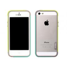 Силиконов Bumper / Walnutt / за Apple iPhone 5 / iPhone 5S - сив със зелено