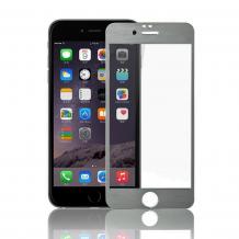 Алуминиев стъклен скрийн протектор / Tempered Glass Screen Protector Aluminum за Apple iPhone 6 Plus 5.5'' - тъмно сив