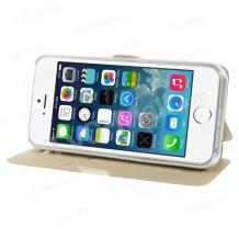 Кожен калъф Flip тефтер Flexi със стойка за Apple iPhone 6 Plus 5.5'' - златист