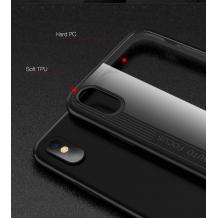 Луксозен твърд гръб VORSON със силиконов кант за Apple iPhone X - прозрачен / черен кант