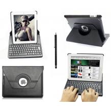 Кожен калъф със стойка и Bluetooth клавиатура + USB кабел за Apple iPad 2, 3, 4 - черен