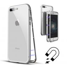 Магнитен калъф Bumper Case 360° FULL за Apple iPhone 7 / iPhone 8 - прозрачен / сребриста рамка