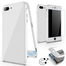 Магнитен калъф Bumper Case 360° FULL със стъклен протектор за Apple iPhone 7 Plus / iPhone 8 Plus - бял