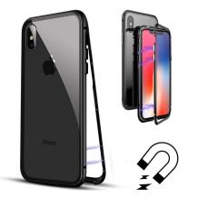 Магнитен калъф Bumper Case 360° FULL за Apple iPhone X / iPhone XS - прозрачен / черна рамка