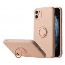 Силиконов твърд гръб TPU кейс / Case Magnetic Finger Ring Car Holder / за Apple iPhone 13 Pro 6.1" - светло розов