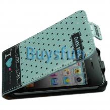 Кожен калъф Flip тефтер за Apple iPhone 5 - Class book / "love friend" Style / светло син