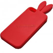 Силиконов калъф  /гръб / TPU "RABITO" за Apple iPhone 5 - червен /  заешки ушички