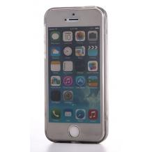Силиконов калъф / гръб / TPU за Apple iPhone 5 / iPhone 5S / iPhone SE - сив прозрачен / 2 части / лице и гръб