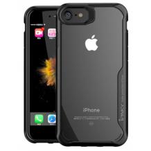 Луксозен твърд гръб със силиконов кант IPAKY за Apple iPhone 6 / iPhone 6S - прозрачен / черен кант