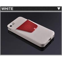 Луксозен кожен калъф тип джоб Nextouch за Apple iPhone 5 / iPhone 5S - бял с червен джоб
