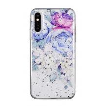 Луксозен силиконов калъф / гръб / TPU за Samsung Galaxy A7 2018 A750F - Далия / блестящи частици