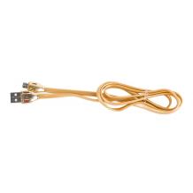 Оригинален USB кабел REMAX Laser Series RC-035i 1m / USB Charging Data Cable за Apple iPhone 5 / iPhone 5S / iPhone SE / iPhone 6 / iPhone 6 Plus / iPhone 7 / iPhone 7 Plus - златист / плосък