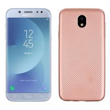 Силиконов калъф / гръб / TPU за Samsung Galaxy J3 2017 J330 - Rose Gold / carbon