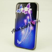 Силиконов калъф / гръб / TPU за Samsung Galaxy J5 / Samsung J5 - синьо и черно / преливащ / пеперуди