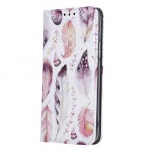 Кожен калъф Flip тефтер със стойка Trendy Book за Huawei Y6p - Boho / Feathers