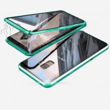Магнитен калъф Bumper Case 360° FULL за Samsung Galaxy S9 G960 - прозрачен / зелена рамка