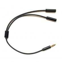 Аудио кабел AUX Splitter 2 pins - черен