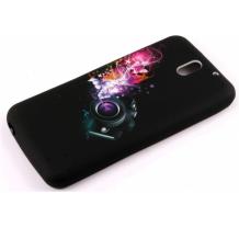 Силиконов калъф / гръб / TPU за HTC Desire 610 - черен / цветни пеперуди