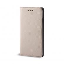 Кожен калъф Flip тефтер Magnet Book със стойка за Samsung Galaxy S25 Edge - златист