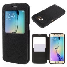 Луксозен кожен калъф Mercury Corporation S-View за Samsung Galaxy S6 Edge G925 - черен