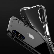Луксозен силиконов калъф / гръб / TPU TOTU Design Keen Series със стойка за Apple iPhone X - прозрачен с тъмно сиво