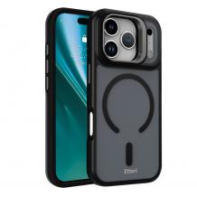 Удароустойчив хибриден кейс Etteri Morning Fog с Magsafe и стойка за iPhone 17 Pro Max - Черен