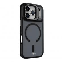 Удароустойчив хибриден кейс Etteri Morning Fog с Magsafe и стойка за iPhone 17 Pro - Черен