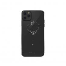 Луксозен твърд гръб KINGXBAR Swarovski Diamond за Apple iPhone 12 /12 Pro 6.1'' - прозрачен с черен кант / сърце 