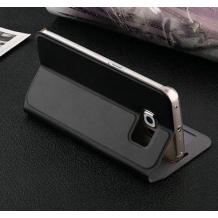 Луксозен кожен калъф тефтер S-View със стойка USAMS Muge Series за Samsung Galaxy S6 G920 - черен