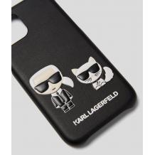 Оригинален кожен гръб Karl Lagerfeld за Apple iPhone 12 Pro Max 6.7" - черен