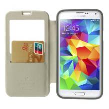 Луксозен калъф Wow Bumper S-View за Samsung Galaxy A7 SM-A700 / Samsung A7 - Mercury Goospery / бял