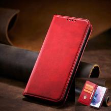 Кожен калъф Flip тефтер Magnetic Book със стойка за Honor 600 Smart - червен