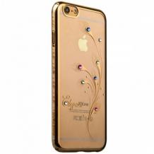 Луксозен твърд гръб KINGXBAR Swarovski Diamond за Apple iPhone 7 - прозрачен със златен кант / Elegant