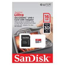 Карта памет Micro SDHC Card SanDisk Ultra 16GB + Micro SD Adapter Speed Up To 30 MB/s